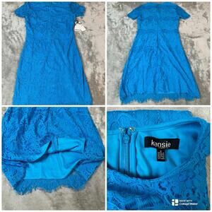 Womens Kensie Turquoise Lace Dress Lined Blue Size  2 New With Tags !!